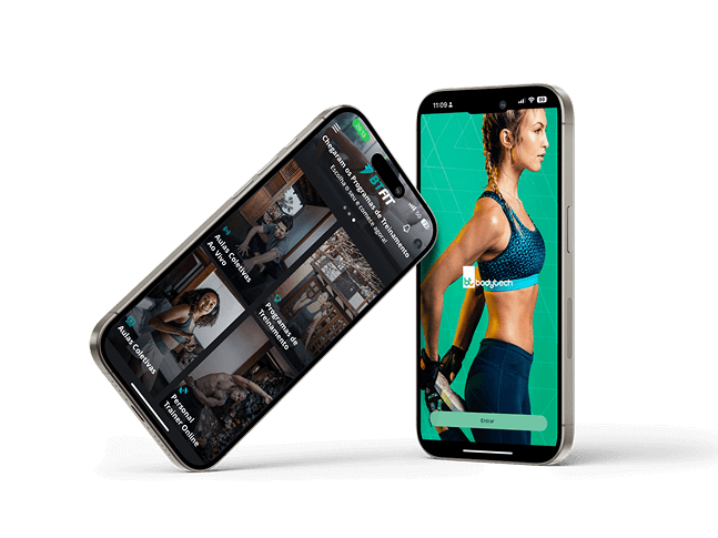Aplicativo Bodytech e plataforma BTFIT em smartphones